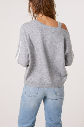 Embroidered & Lace Bow One Shoulder Jumper