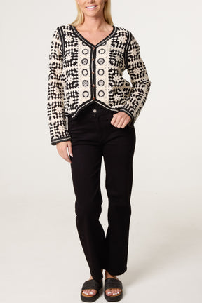 Patchwork Crochet V Cardigan