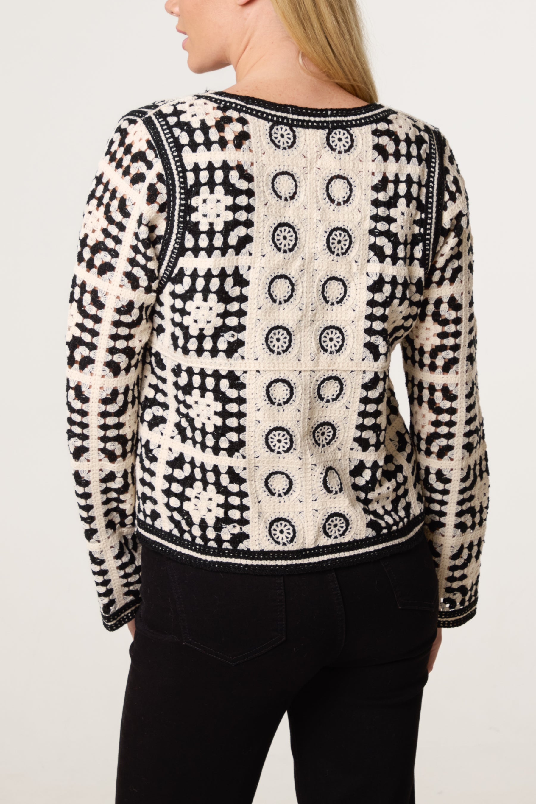 Patchwork Crochet V Cardigan