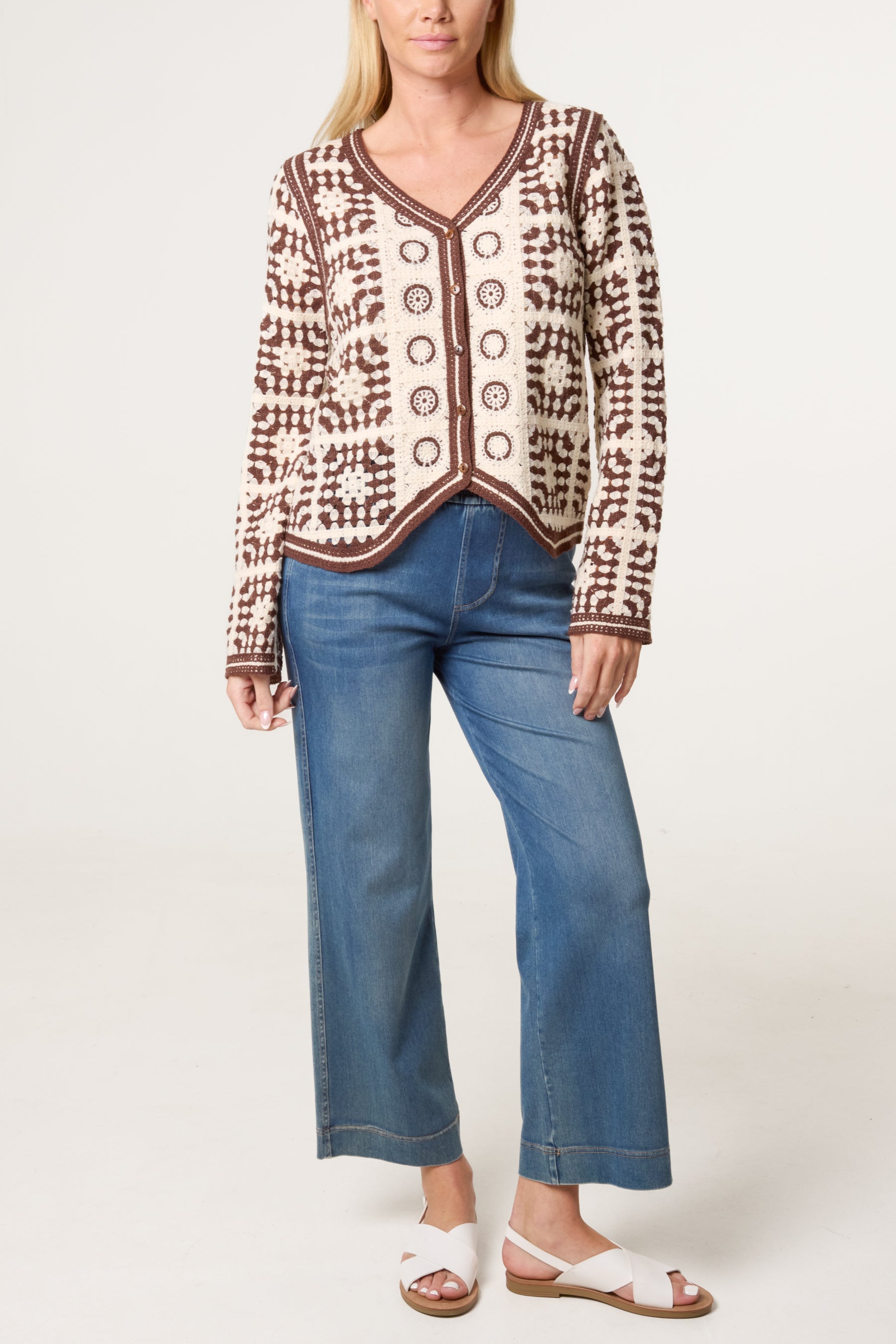 Patchwork Crochet V Cardigan