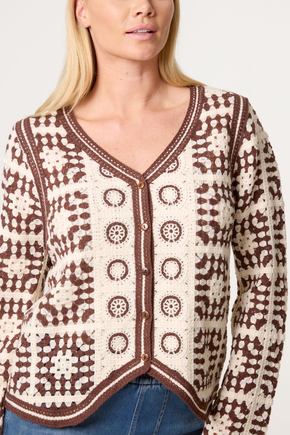 Patchwork Crochet V Cardigan