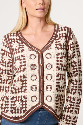 Patchwork Crochet V Cardigan