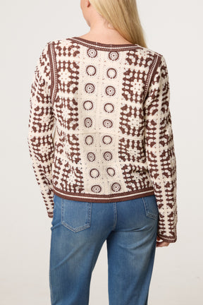 Patchwork Crochet V Cardigan