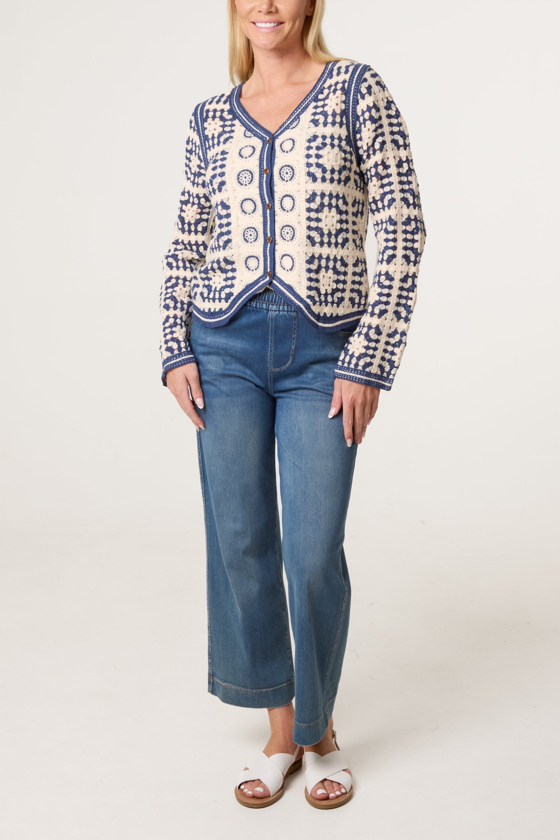 Patchwork Crochet V Cardigan