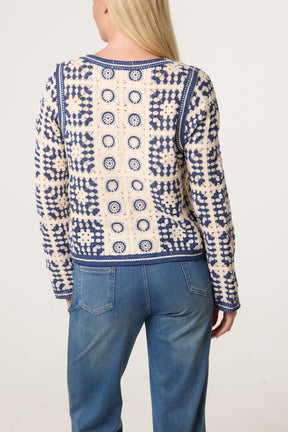Patchwork Crochet V Cardigan