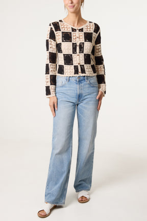 Patchwork Floral Crochet Cardigan