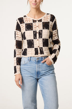 Patchwork Floral Crochet Cardigan