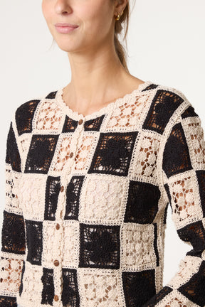 Patchwork Floral Crochet Cardigan