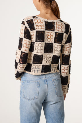 Patchwork Floral Crochet Cardigan