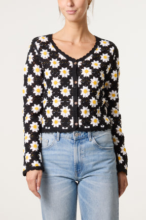 Daisy Crochet Scallop Cardigan