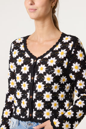 Daisy Crochet Scallop Cardigan
