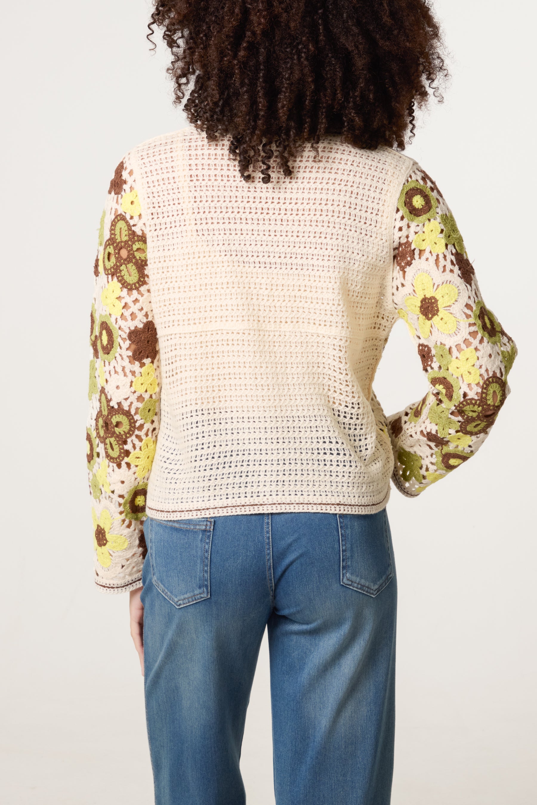 Floral Crochet V-Neck Cardigan