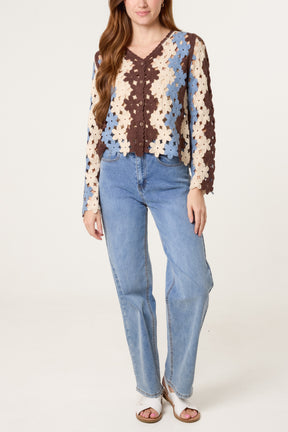 Floral Chain Crochet Cardigan