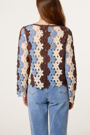 Floral Chain Crochet Cardigan