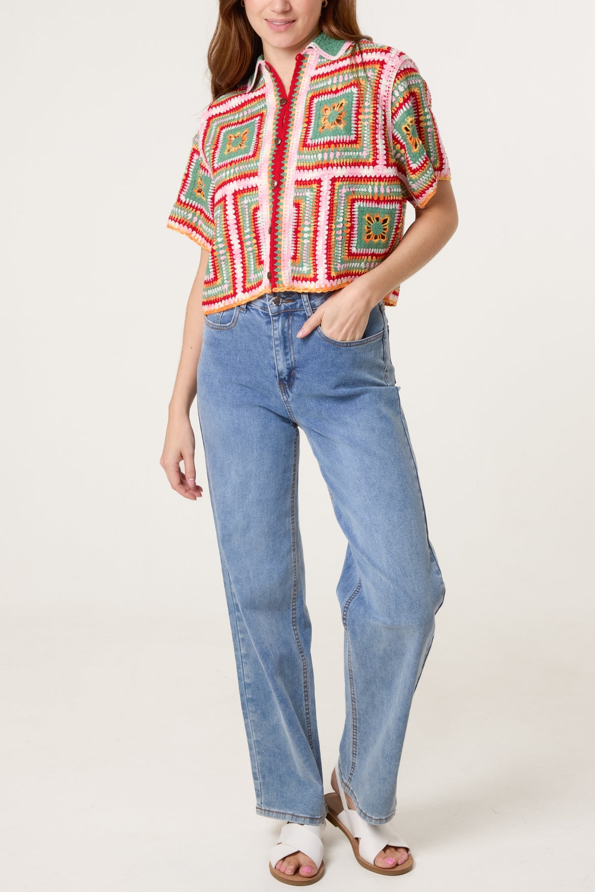 Colorful Geometric Crochet Cardigan