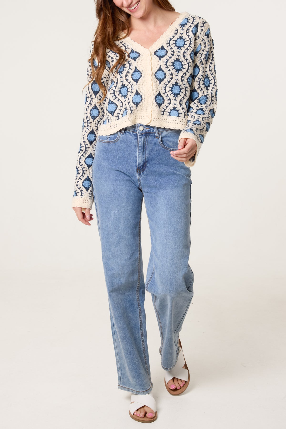 Geo Circle Wave Crochet Cardigan