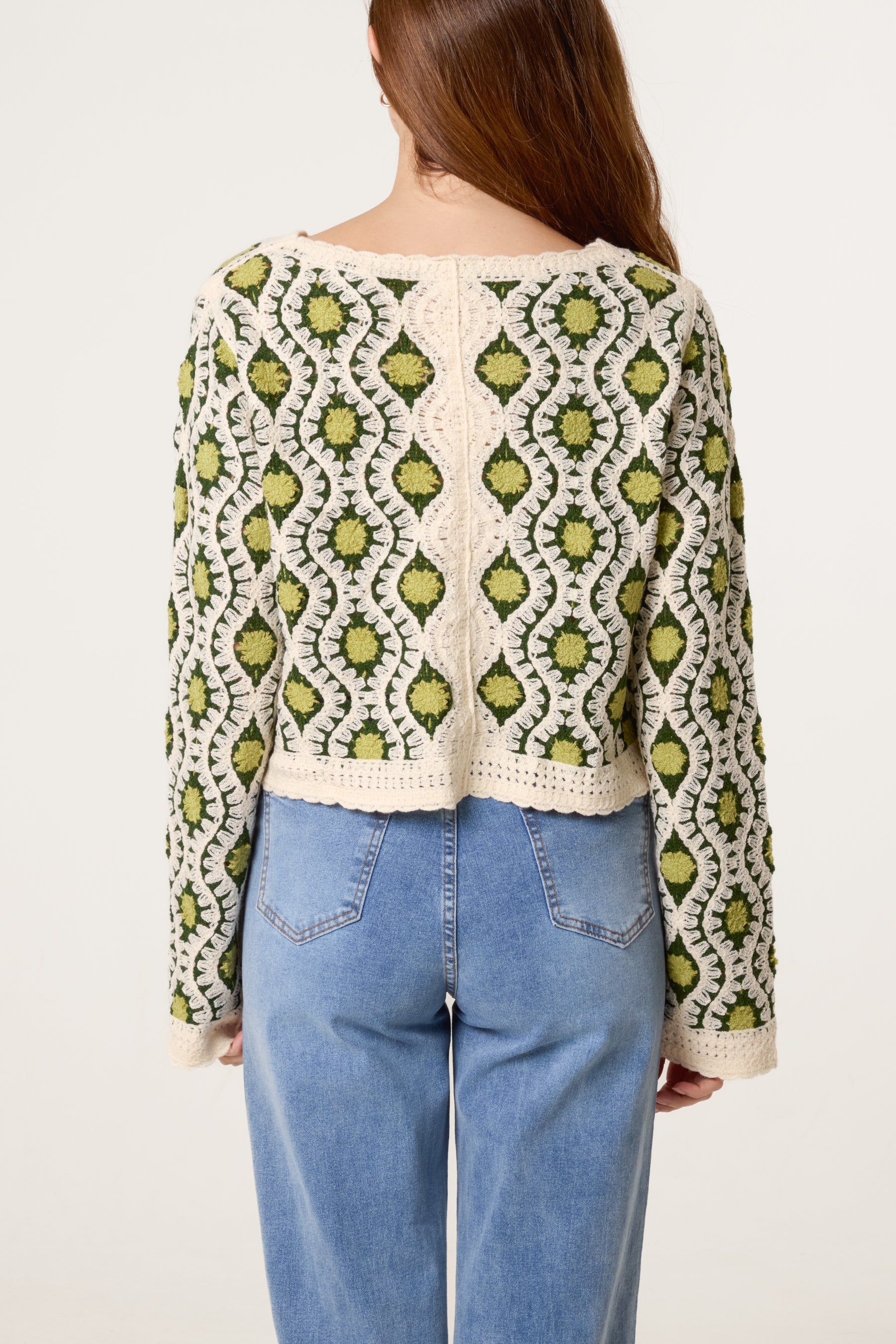 Geo Circle Wave Crochet Cardigan