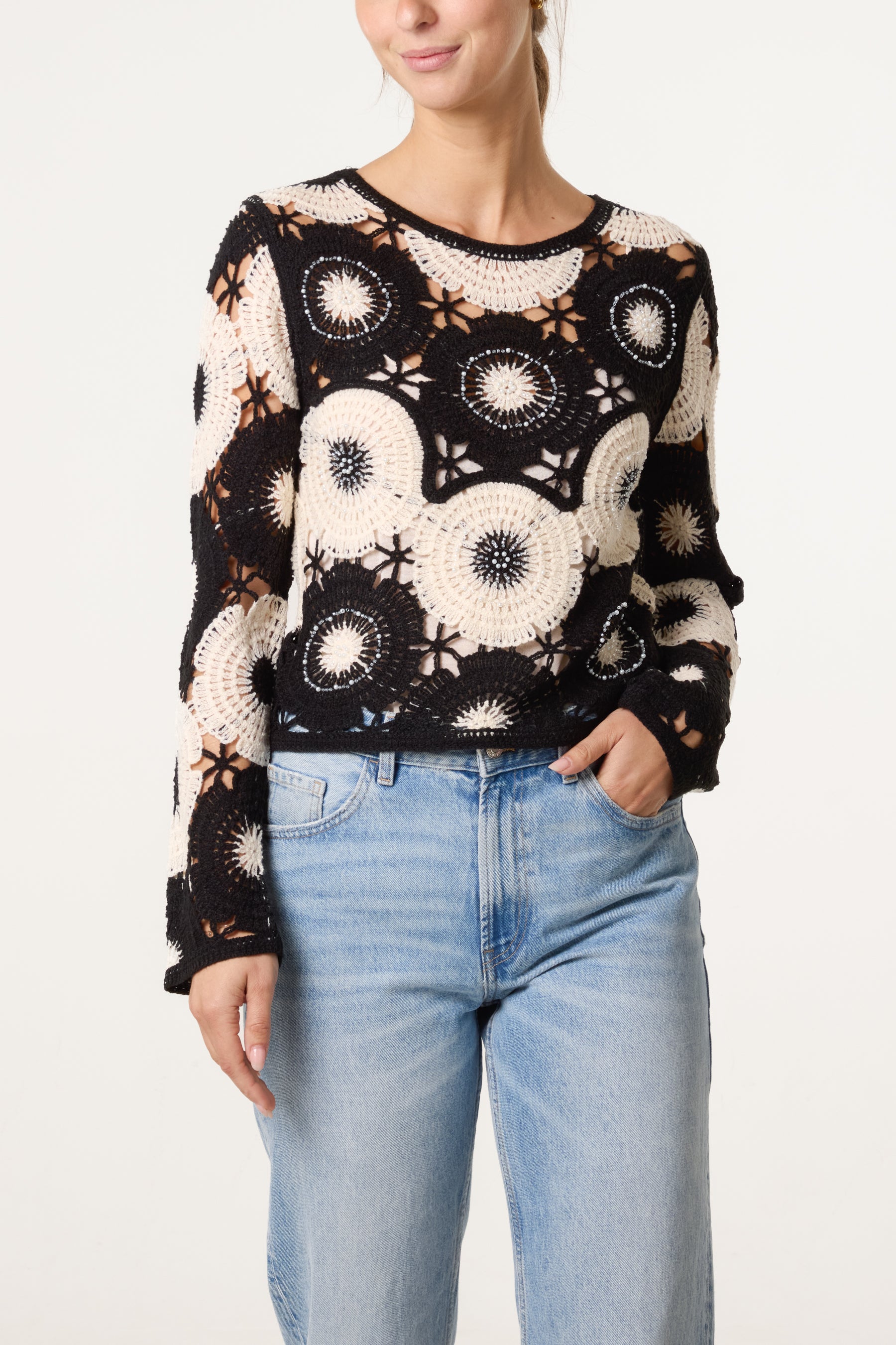 Circular Floral Crochet Top