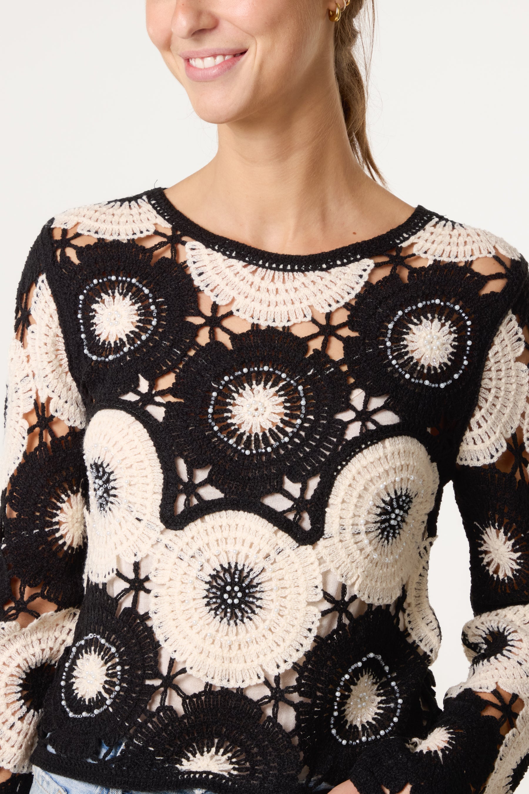 Circular Floral Crochet Top