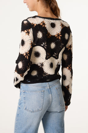 Circular Floral Crochet Top