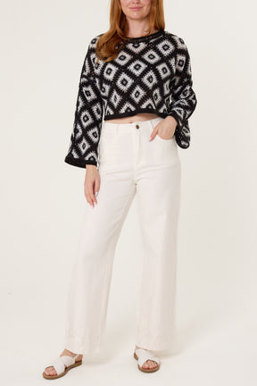 Floral Squares Crochet Cropped Top