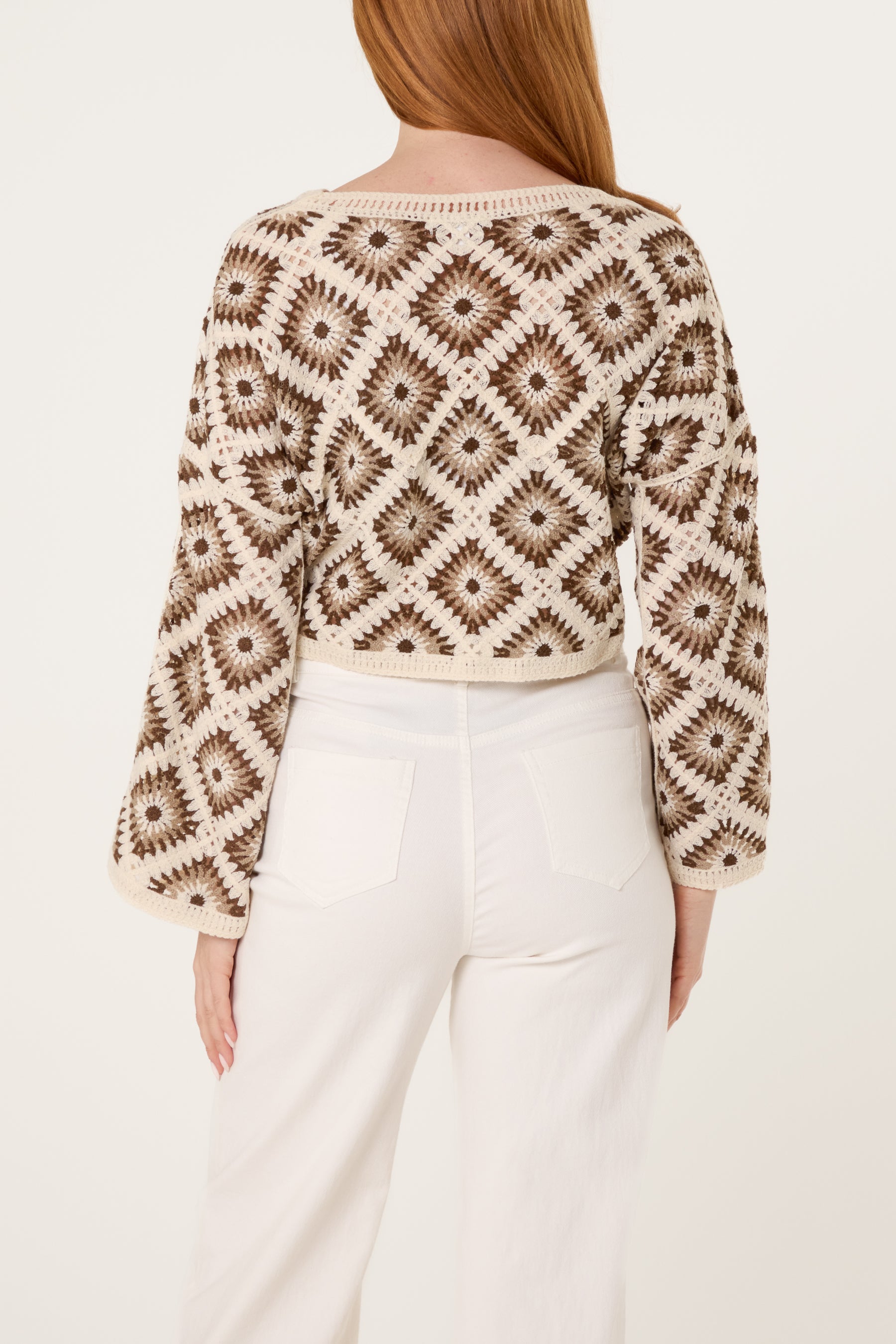 Floral Squares Crochet Cropped Top