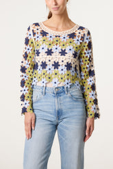 Floral Crochet Cropped Jumper