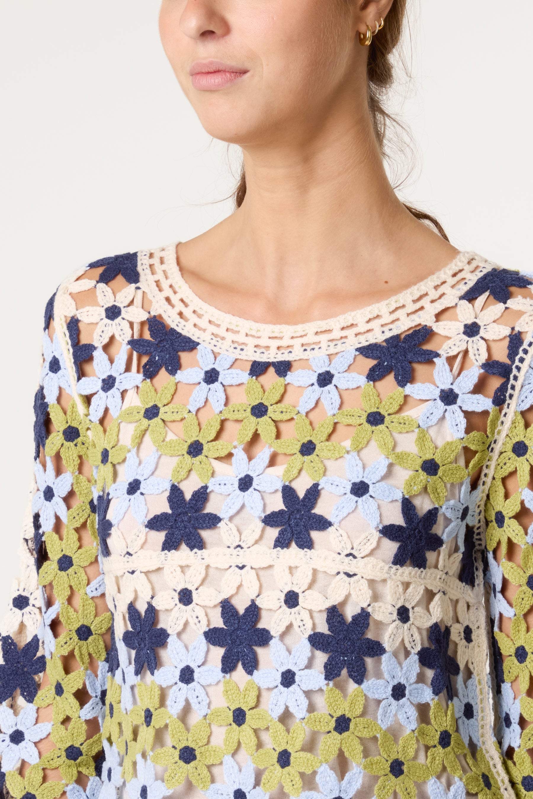 Floral Crochet Cropped Jumper