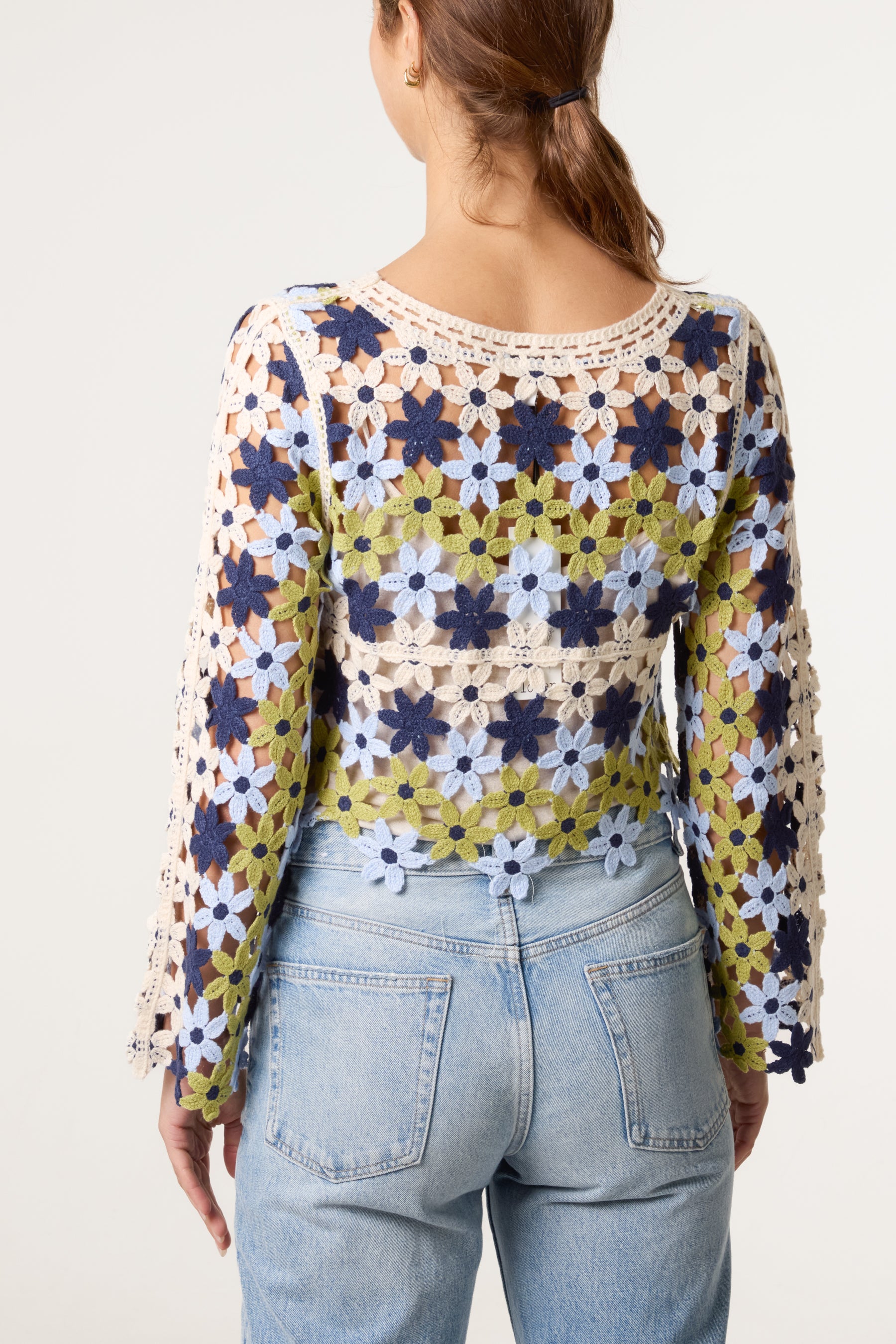 Floral Crochet Cropped Jumper