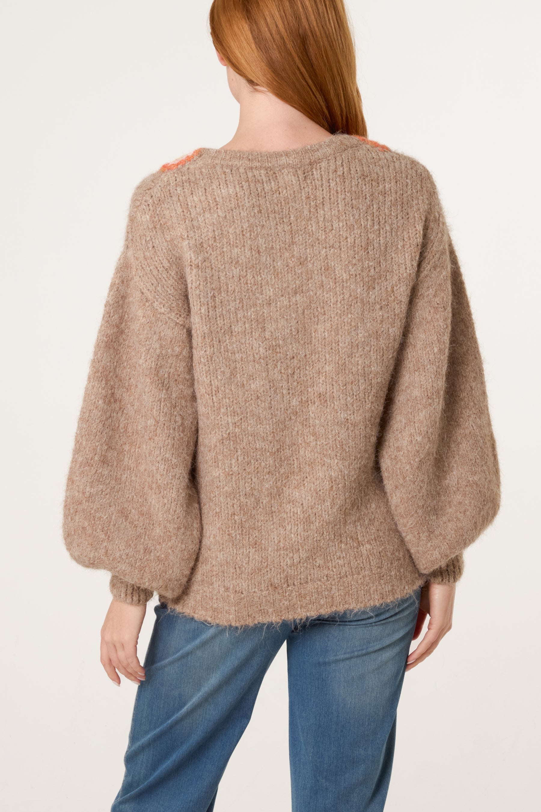 Flower V-Neck Knit Jumper