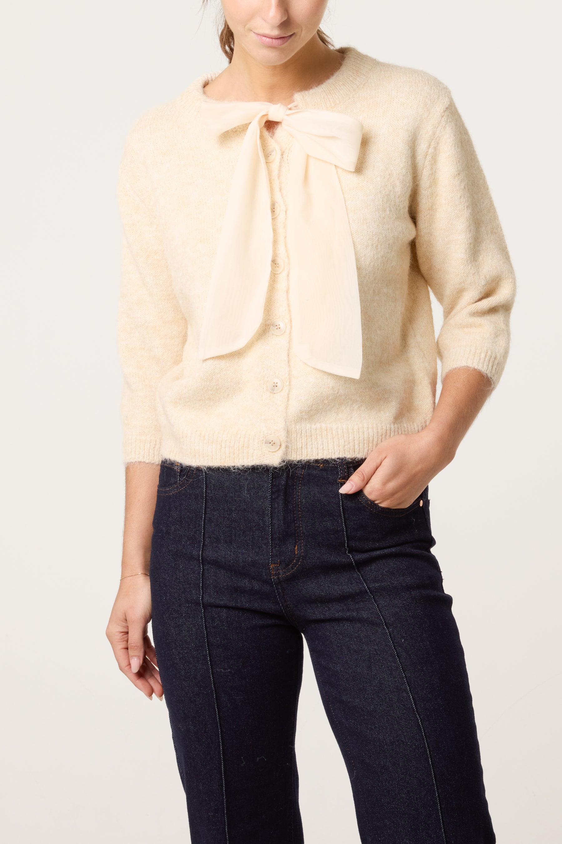 Bow Front Knit Cardigan