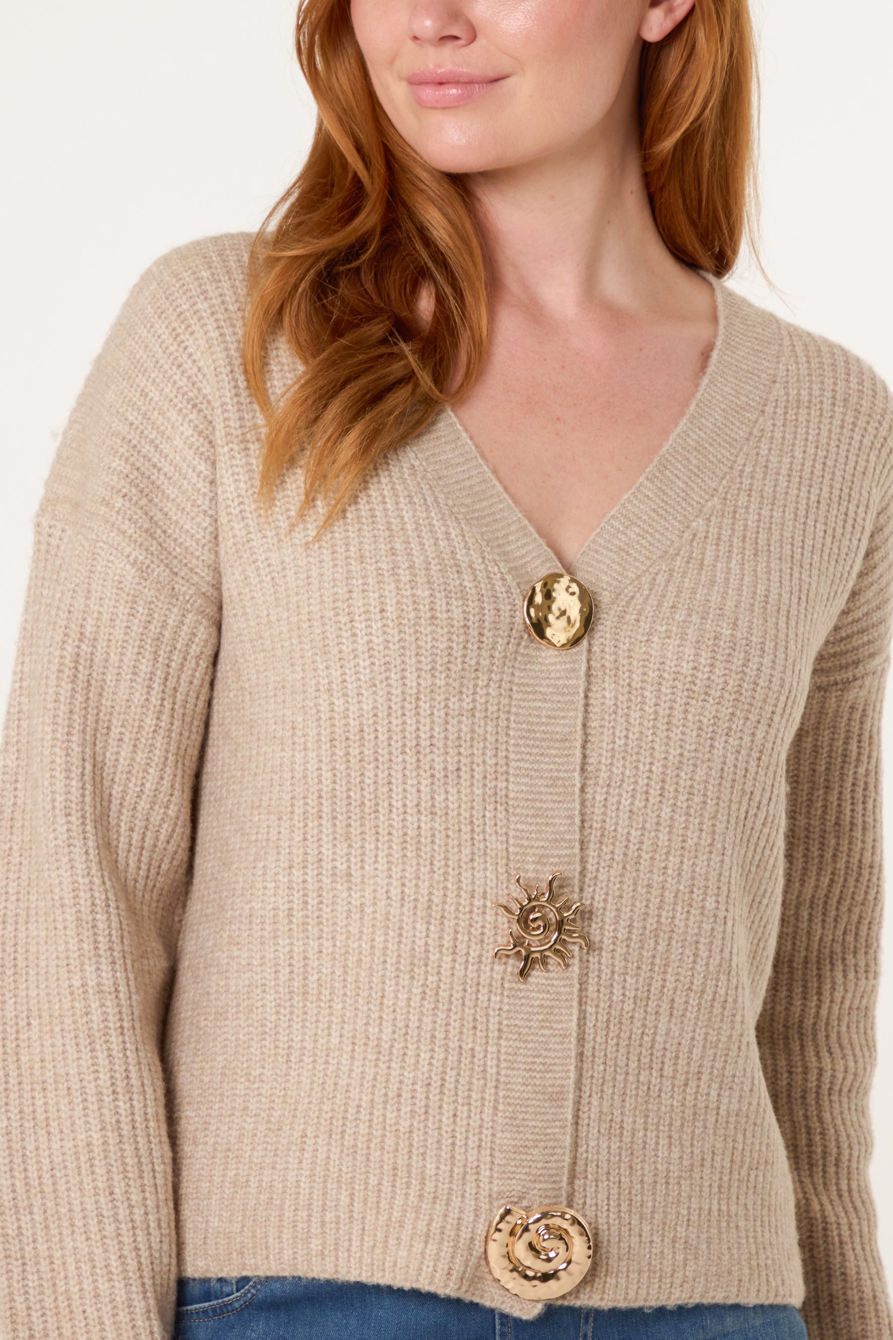 Gold Motif Button Cardigan