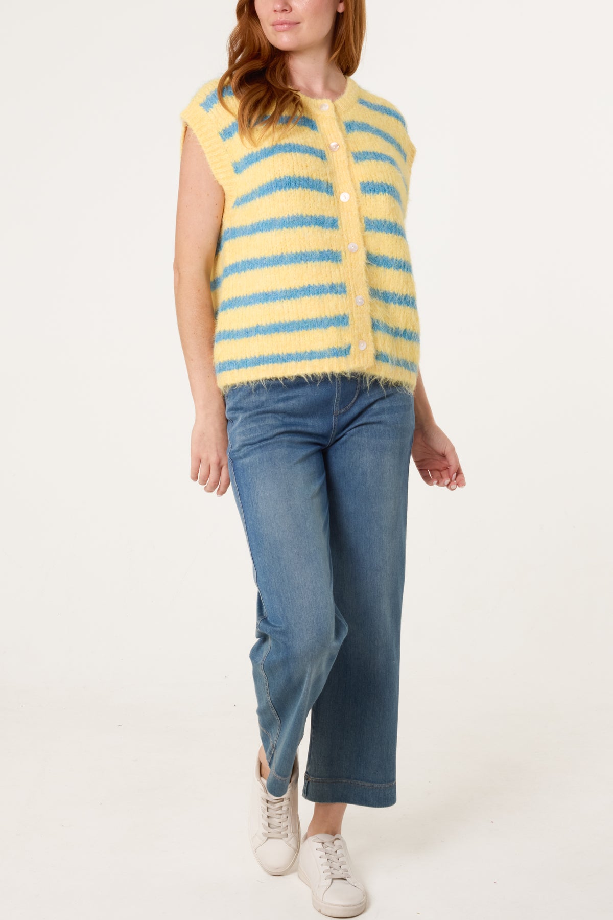 Button Striped Knit Vest