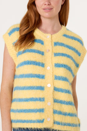 Button Striped Knit Vest