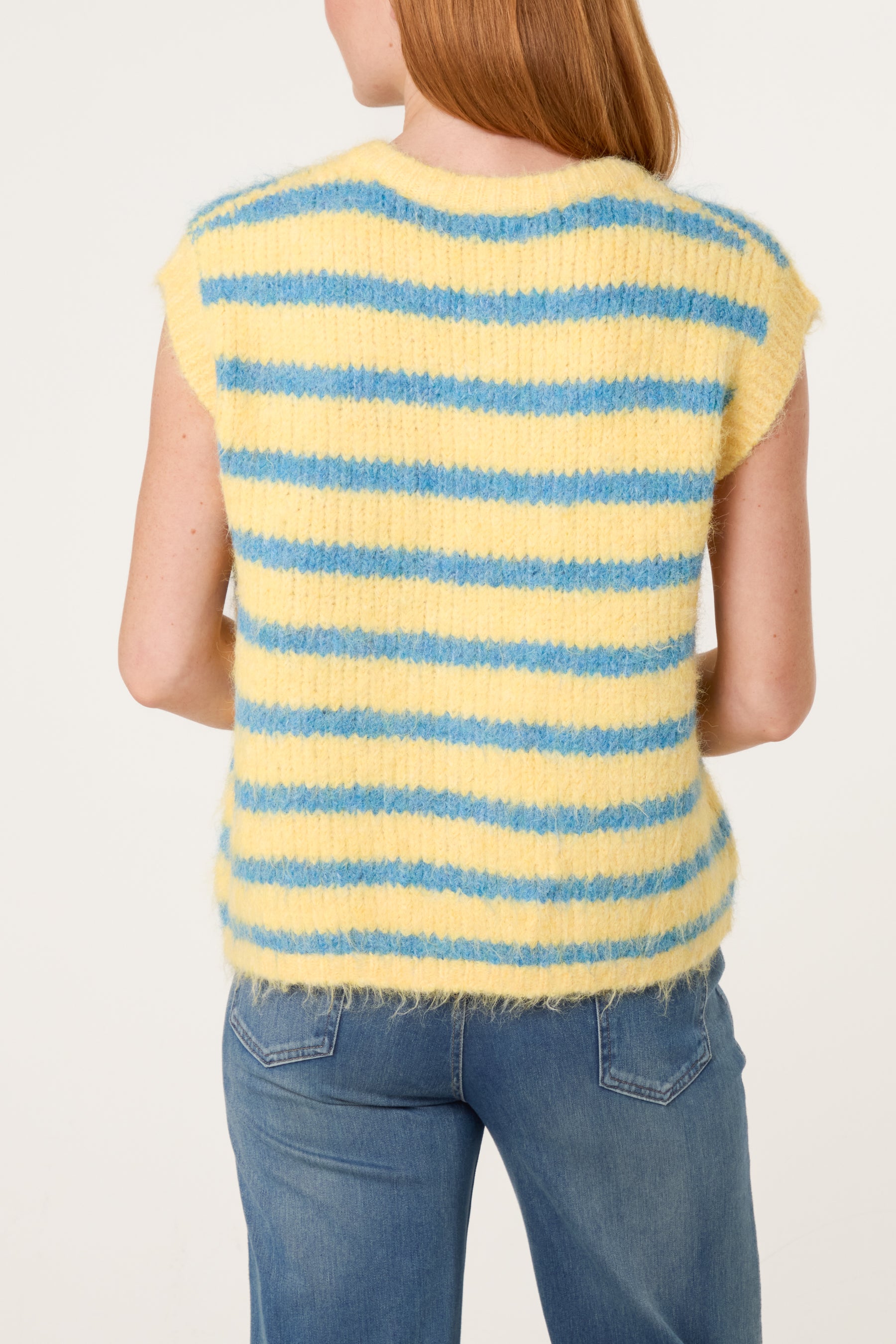Button Striped Knit Vest