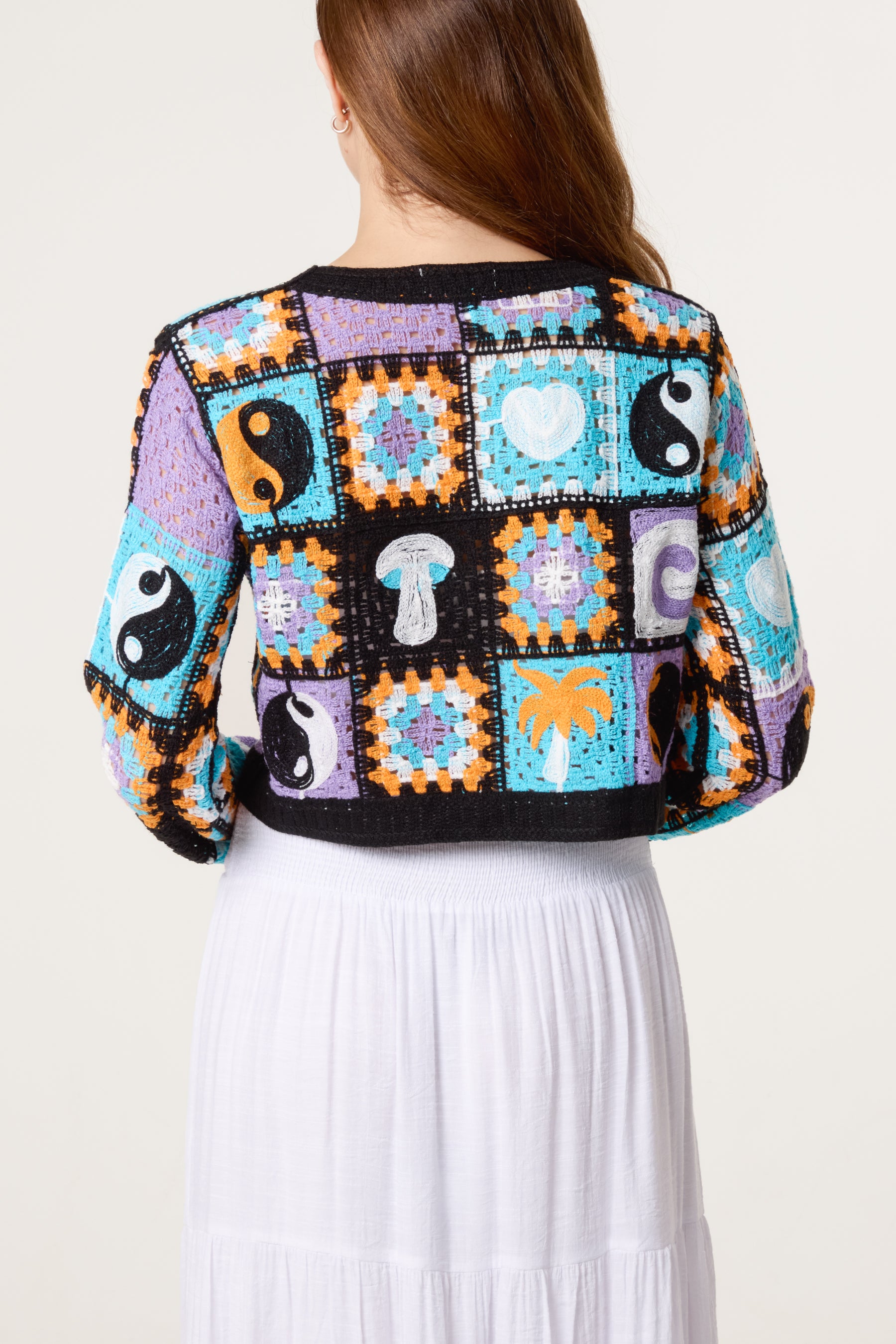 Retro Patchwork Crochet Cardigan