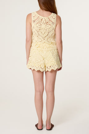Floral Crochet Vest & Shorts Co-Ord Set