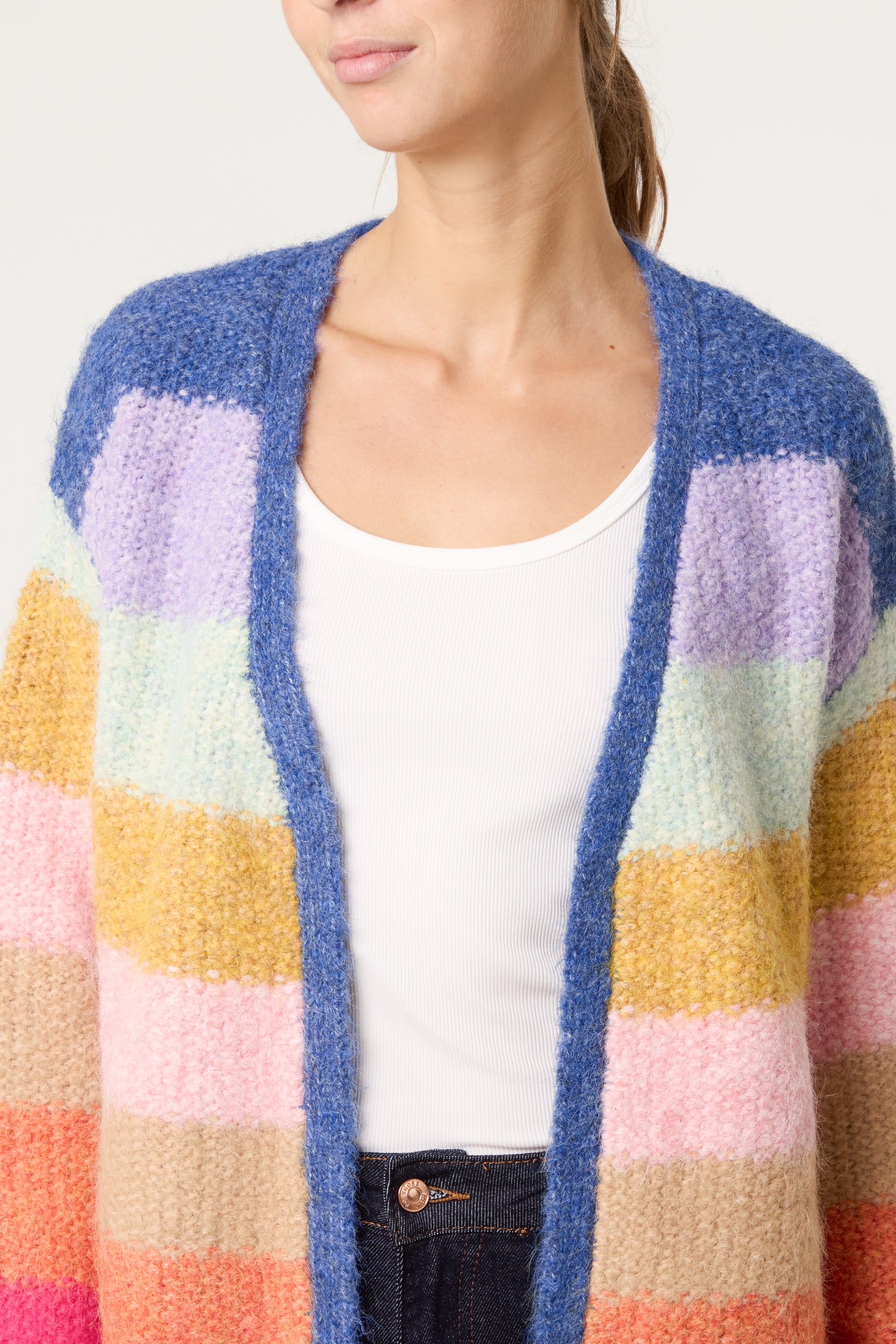 Rainbow Striped Knit Cardigan