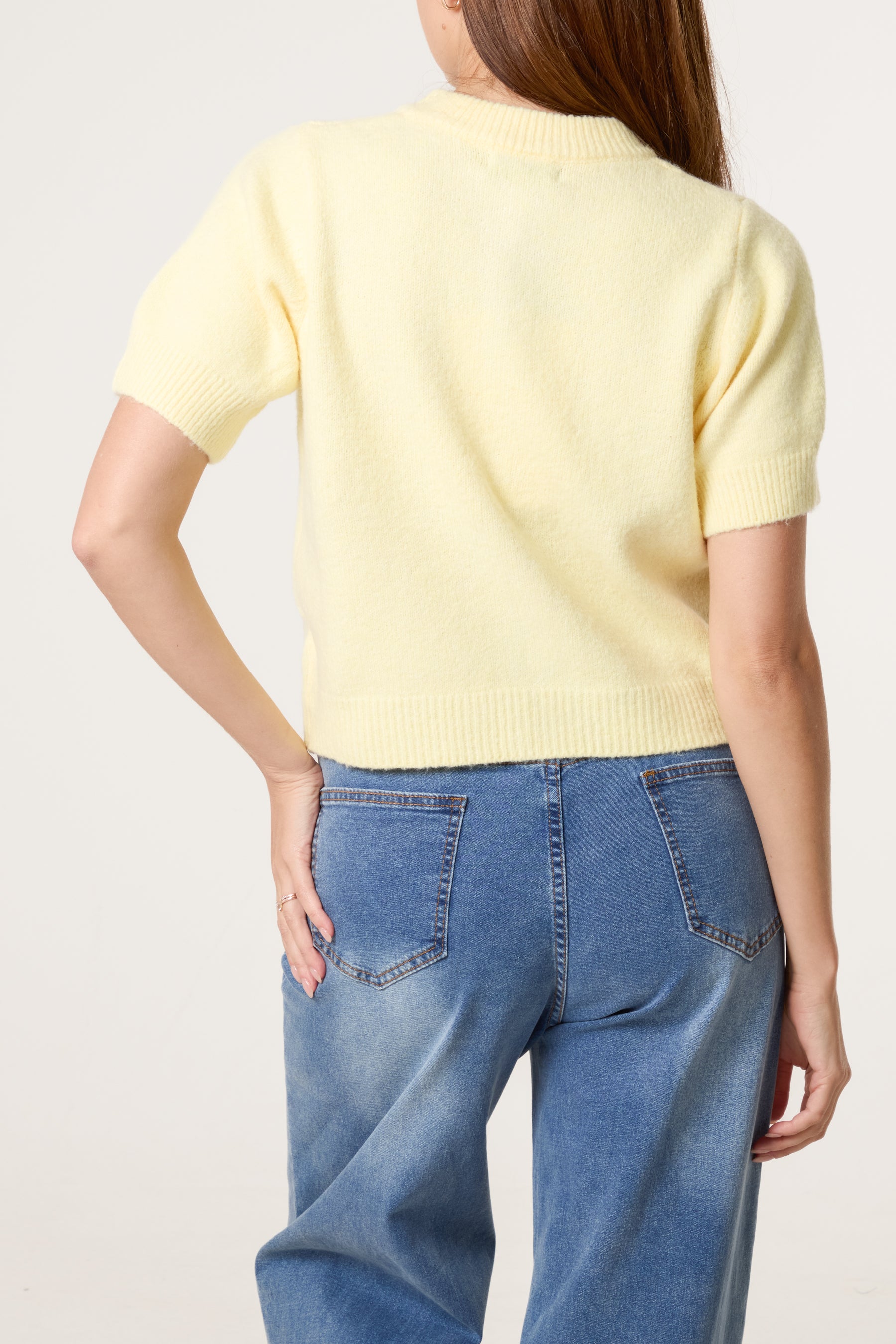 Pearl Bow Button Knit Cardigan