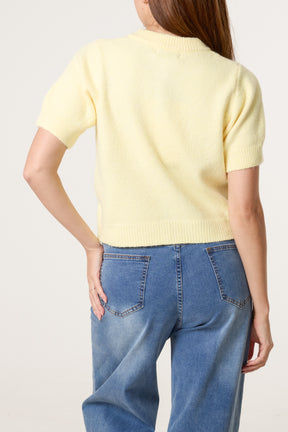 Pearl Bow Button Knit Cardigan