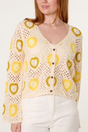 Colourful Heart Crochet Cardigan