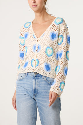 Colourful Heart Crochet Cardigan