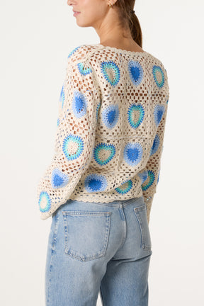 Colourful Heart Crochet Cardigan