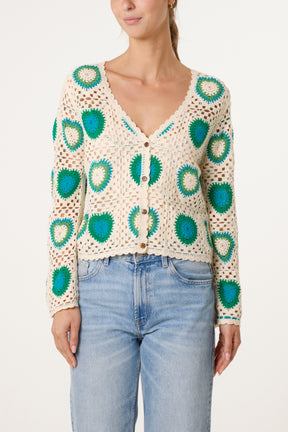 Colourful Heart Crochet Cardigan