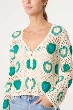 Colourful Heart Crochet Cardigan