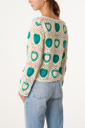 Colourful Heart Crochet Cardigan