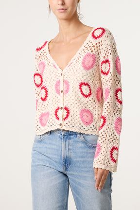 Colourful Heart Crochet Cardigan