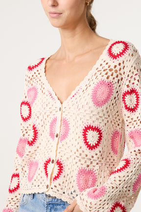 Colourful Heart Crochet Cardigan