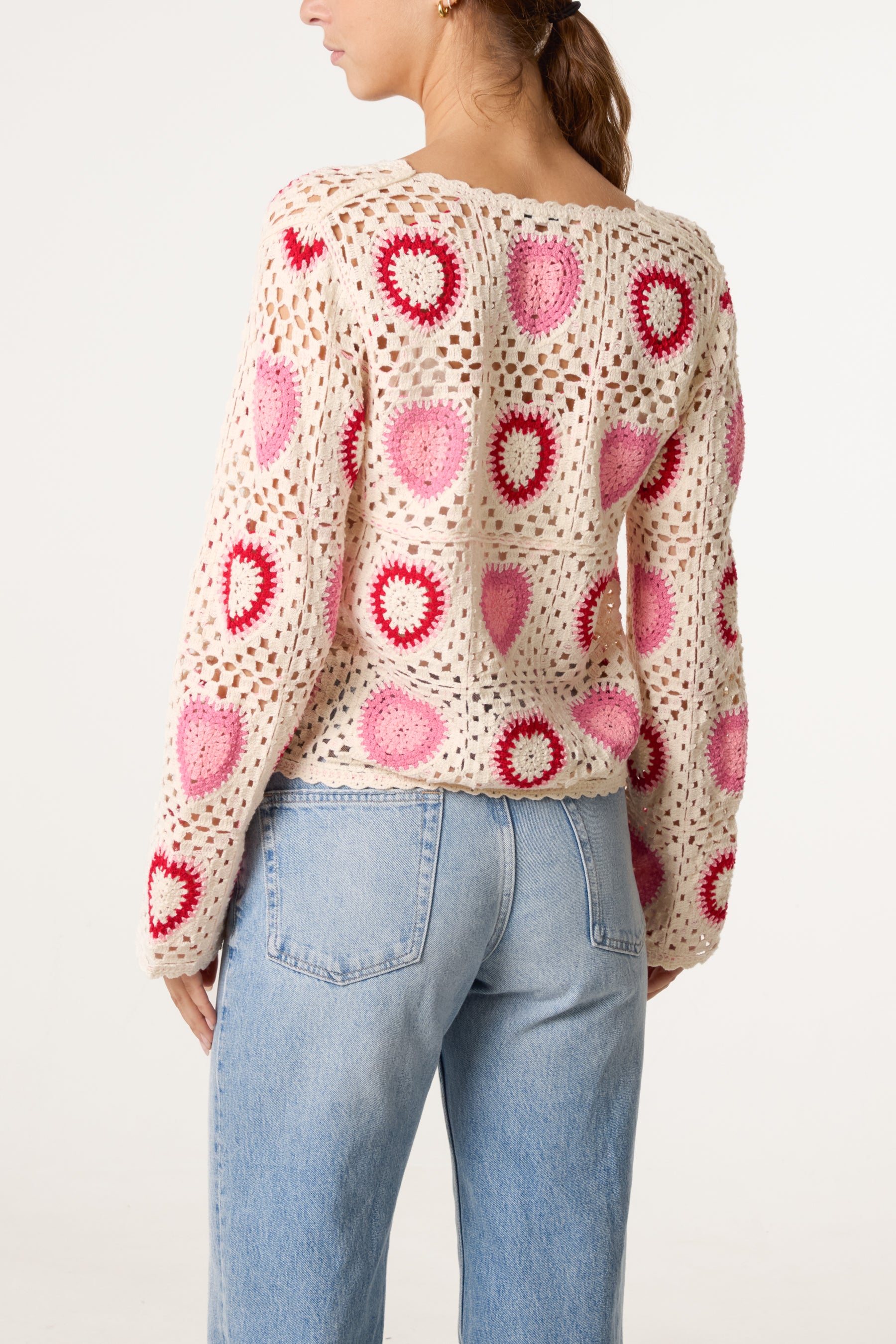 Colourful Heart Crochet Cardigan