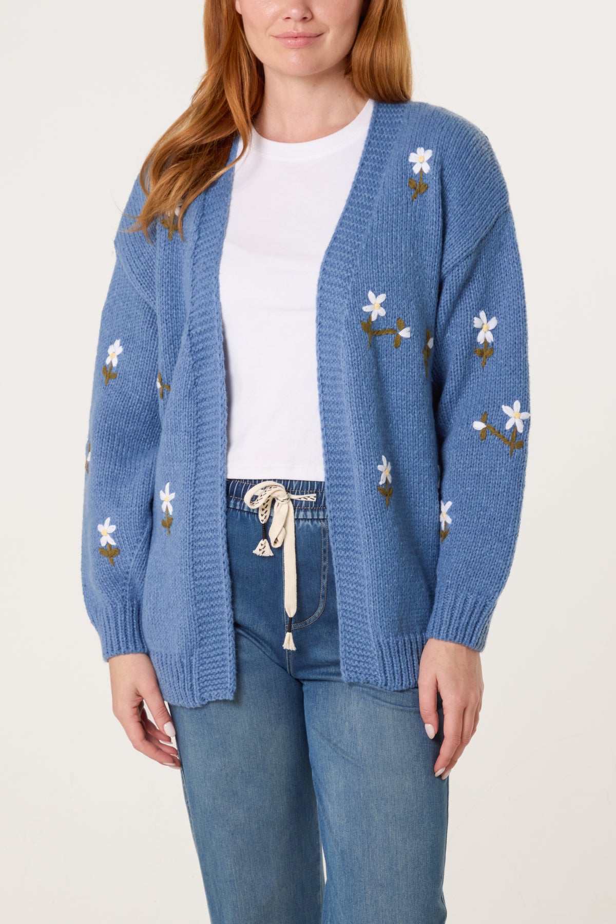 Embroidered Daisy Knit Cardigan